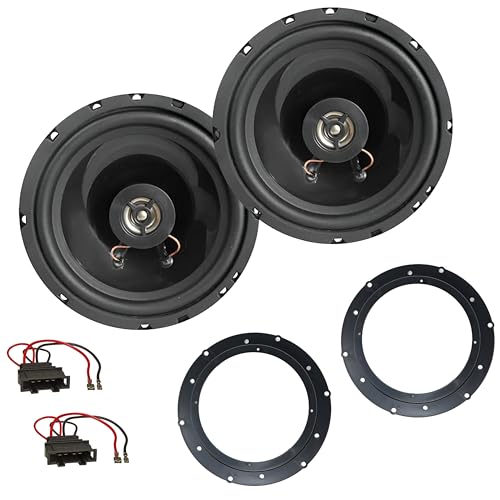 Coppia Altoparlanti Casse 165 mm 2 vie con adattatori per auto Autoradio compatibili con Audi Q3, Volkswagen Golf, T5, Passat, Touareg, Bettle, Skoda Yeti, Superb, Kodiak, Seat Ateca, Porsche Cayenne