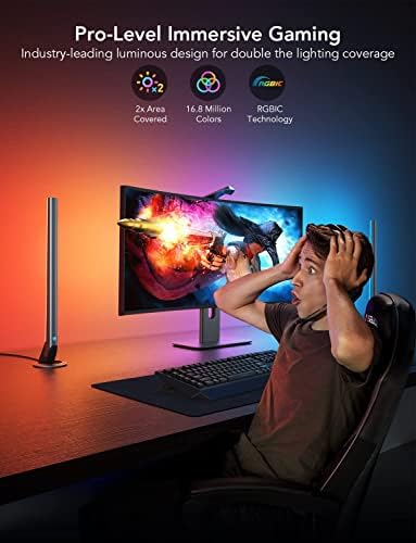 Govee Envisual Technology DreamView G1 Pro Gaming Lights, RGBIC Backlights for Monitor PC(24-32''), LED Neon Strip Light&Light Bars with Camera, Works with Alexa & Google Home