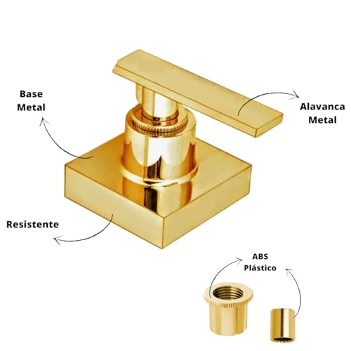 Acabamento P/Registro Alavanca Quadrado 100% Metal Dourado