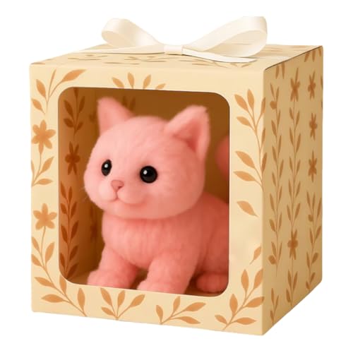 My Realistic Cat Toys,Bring Endless Joy And Warmth,AI Robot Kitten That Acts Like A Real Kitten,Interactive Plush Toy Cats That Walks, Meows & Tail Wagging pink