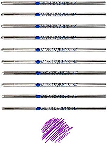 Monteverde D1 Ballpoint Refill to Fit Mini and Multi Functional Pens, Medium Point, Soft Roll, 10 Per Pack (Bulk Packed) (Purple)