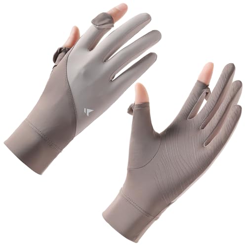 SUJAYU Ultra Thin Full Finger UV Protection Gloves Driving Gloves Women, Breathable Touchscreen UPF Glove Sun Protection Glove for Women (Brown)