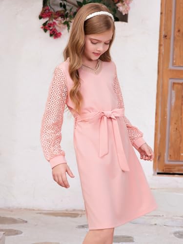Girls Semi Formal Party Dresses Tween Kids Fall Long Sleeve Holiday Outfits 6-15 Years4