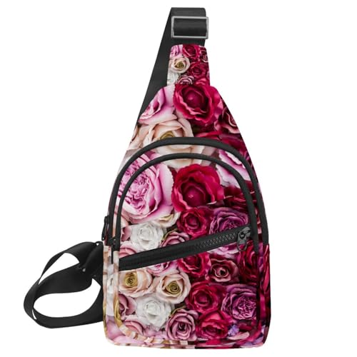 Bolsa bandolera para mujer con romántico diseño de rosas multicolor