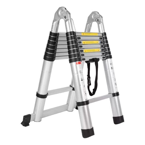 Escada Telescópica Extensiva de Alumínio 3,8 Metros, 12 Degraus, Hanabi