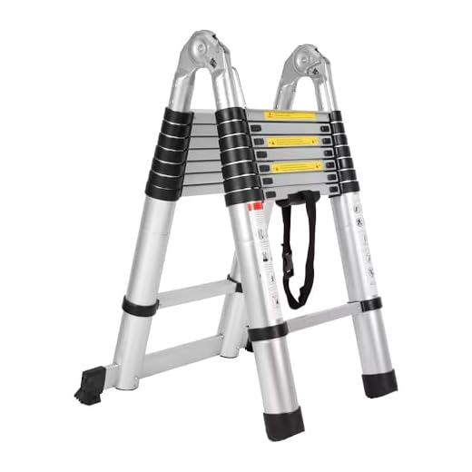 Escada Telescópica Extensiva de Alumínio, 3,8 Metros DobrávelAntiderrapante Uso Doméstico e Construção
