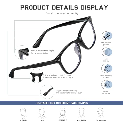 reading glasses for women men - blue light blocking uv filter computer readersanti eyestrain eyeglasses