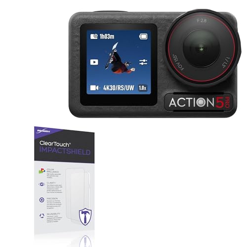 BoxWave Screen Protector Compatible with DJI Osmo Action 5 Pro - ClearTouch ImpactShield (2-Pack), Impenetrable Screen Protector Flexible Film