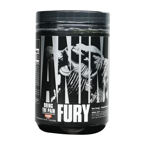 Animal Fury - Pre Workout Powder Supplement for Energy and Focus - 5g BCAA, 350mg Caffeine, Nitric Oxide, Without Creatine - Powerful Stimulant for Bodybuilders - Orange - 30 Servings, 17.9235 Ounce