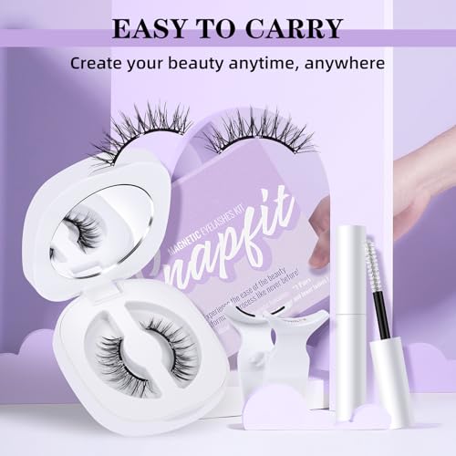 Magnetic Eyelashes with Applicator Magnetic Lashes Soft Magnetic Eyelashes without Eyeliner No Glue Needed Magnetic Eyelashes Natural Look 1 Pair Magnetic Lashes with Clamp, Lash Fixer Reusable (M02) - Thumbnail 7