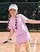 Arshiner Girls' Clothing Sets Summer Pullover T-Shirt and Skirts with Built-in Shorts Kids Fashion Clothes Pink 7-8Y