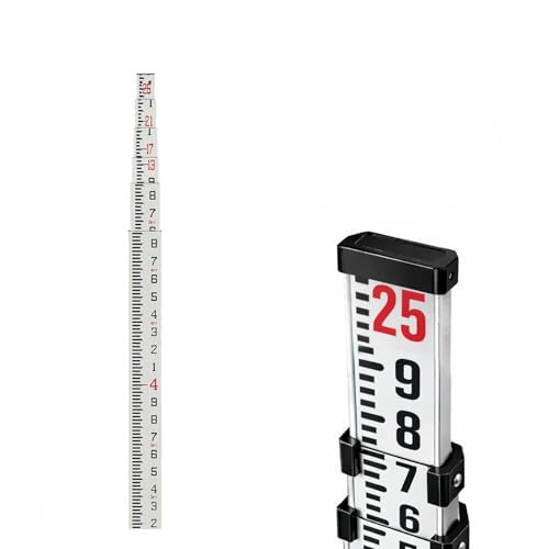 AdirPro 25 ft Fiberglass Telescoping Grade Rod | 6-Section Rectangular Leveling Rod with 10th Foot Graduations | Non-Glare, Corrosion Resistant | Heavy-Duty Carrying Case Included
