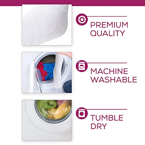 New York Ave Men's Diabetic Cotton Crew Socks - Loose Fitting Non-Binding Top Circulatory Cushion Bottom (White 12 Pairs, 10-13) #TOP5