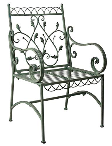Palazzo Aja281 Chaise de jardin style maison de campagne avec accoudoirs Chaise en fer forgé Vert antique