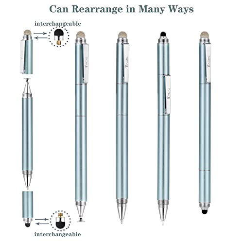 Image of Capacitive Stylus Pen, 4-in-1 High Sensitivity and Precision Touch Screen Stylus Clear Disc Tip,Black Rubber Tip &Mesh Fiber Tip Compatible with Universal Touch Screen Device (Ice Blue)