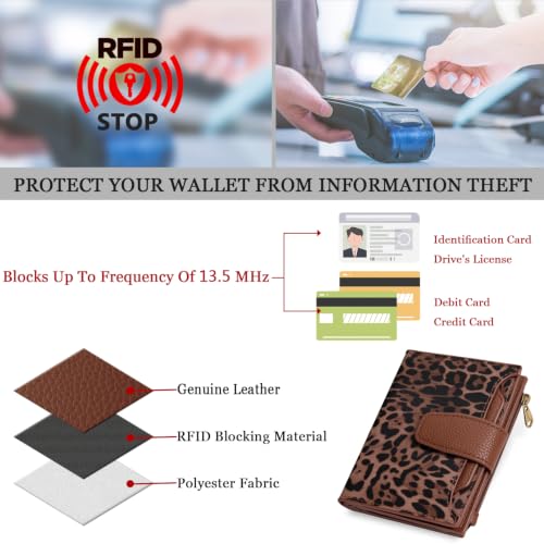 Image of Airkit Small Wallet Women RFID Blocking Soft Leather Bifold Compact Card Holder Wallet for Women with Zipper Coin Pocket 4 ID Window