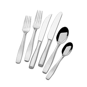 Mikasa Satin Loft 18/10 Stainless Steel Flatware Serving Utensil, 75 Piece Set, STAINLESS