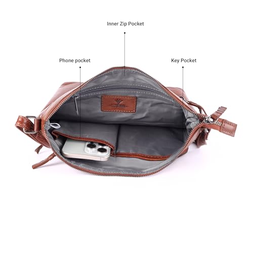 Image of LEDERBUCK Olga Women's Extra-Large Genuine Leather Crossbody Purse - Soft Triple-Zip Shoulder Bag