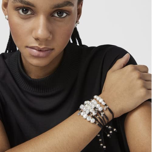Tous Sterling Silver Bracelet For Women With Pearls & Bear Motif, Pearl Size 9.0 Mm Nudos Collection #TOP7