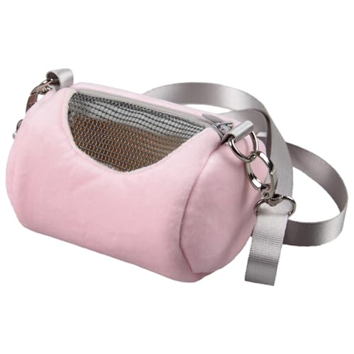 Hamster-Rucksack-Tragetasche, Plüschtasche für kleine Haustiere, Netz-Fensterkäfig | warme, blasse Schale, leichte Tiertasche für den Transport von Hamstern, Vögeln, Kaninchen, Eidechsen
