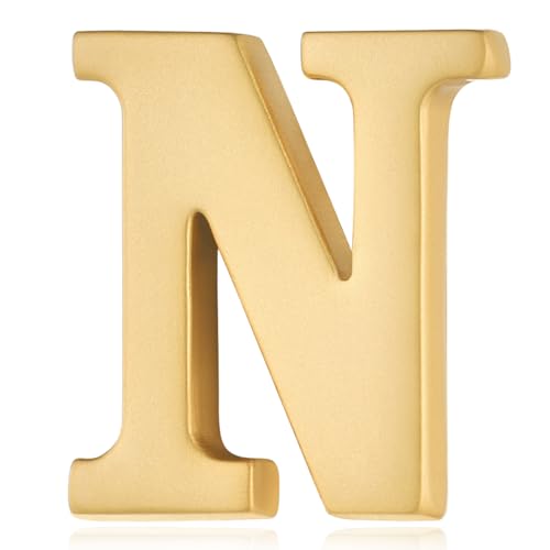 Image of HONEY BEAR Mens Womens Initial Alphabet Letter Lapel Pins Collar Badge Brooches for Business Wedding Graduation Gift Matte Gold 0.59 inches