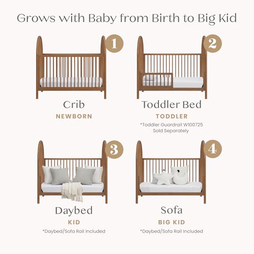 Delta Children Cannon 4-in-1 Convertible Crib - Converts from Baby Crib to Toddler Bed, Daybed and Sofa Bed, Fits Standard Full-Size Crib Mattress, Chestnut - image 4