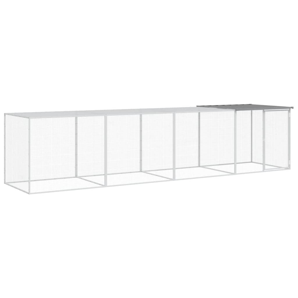 ARKEM Gabbia Polli Tetto Grigio Chiaro 403x98x90 cm Acciaio Zincato,Recinto per Cani da Giardino, Gabbia per Conigli, Recinto per Animali Domestici, Gatti, Cuccioli, Porte con Chiavistello e Parasole,