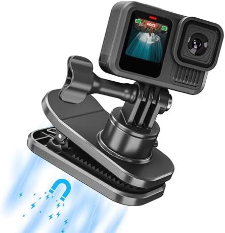 Backpack Strap Quick Clip Mount for DJI Osmo 360 Action 6 5 Nano for Insta360 Go Ultra X5 X4 for Gopro Hero 13 12 11 10 MAX 2, 360° Rotation Magnetic Clamp for AKASO EK7000/Brave Accessories