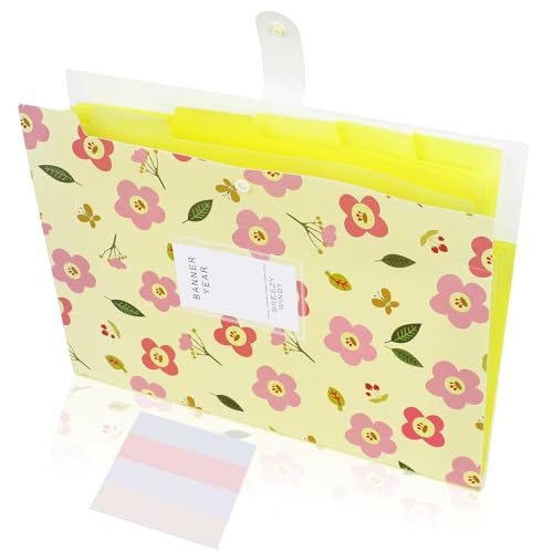 LOKIPA Pasta de arquivos expansível, pastas fofas com 6 bolsos pastas de arquivos para documentos pa