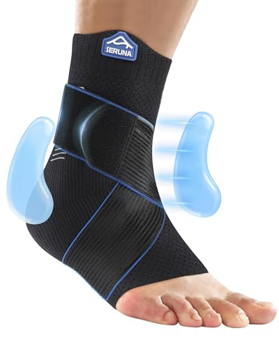 Compression Ankle Brace for Sprain Recovery with Figure 8 Strap &amp; Dual Silicone Pads, Breathable Knit Active Ankle Support for Sports, Athletic, Running, Basketball, Volleyball