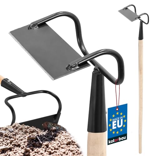 KOTARBAU® Azada de Metal con Mango de Madera Largo 170 x 50 mm, Azada para mullir, airear y desherbar, Azada para jardín y huerto, Herramientas de jardín para Tierra, Azada de Punta Recta, Escardillo