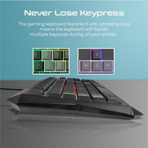 Image of Vertux Gaming Keyboard, Ergonomic Backlit Wired Gaming Keyboard with 6-Keys Anti-Ghosting, 10 Million Keystroke Life and Quick Responsive Tactile Keys for PS4, Xbox, Gamers, Office, Laptops, Radiance