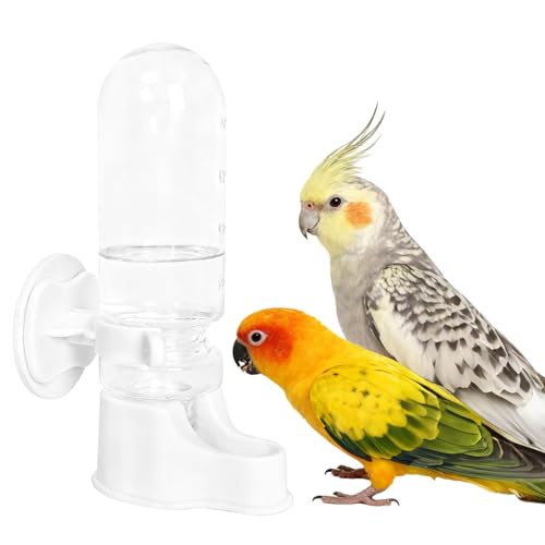 Bird Water Dispenser for Cage, 3.7 FL OZ, Automatic Bird Water Feeder ABS Suspended Parrot Cage Food Bowl Drinker, for Parakeet, Cockatiel, Budgie, Conure, Lovebirds