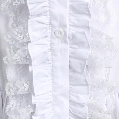 Gothic Victorian Blouse for Women Sweet Lolita Shirt High Low Irregular Ruffles Lotus Hem Medieval Tops4
