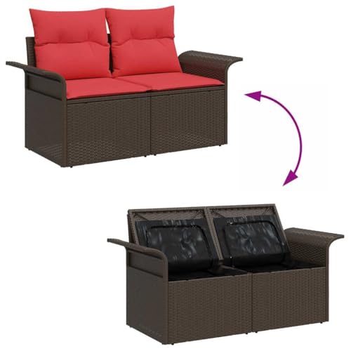 Canapé rattan léger et résistant aux UV, ensemble de jardin 4 pcs vidaXL en polyrotin marron - 7