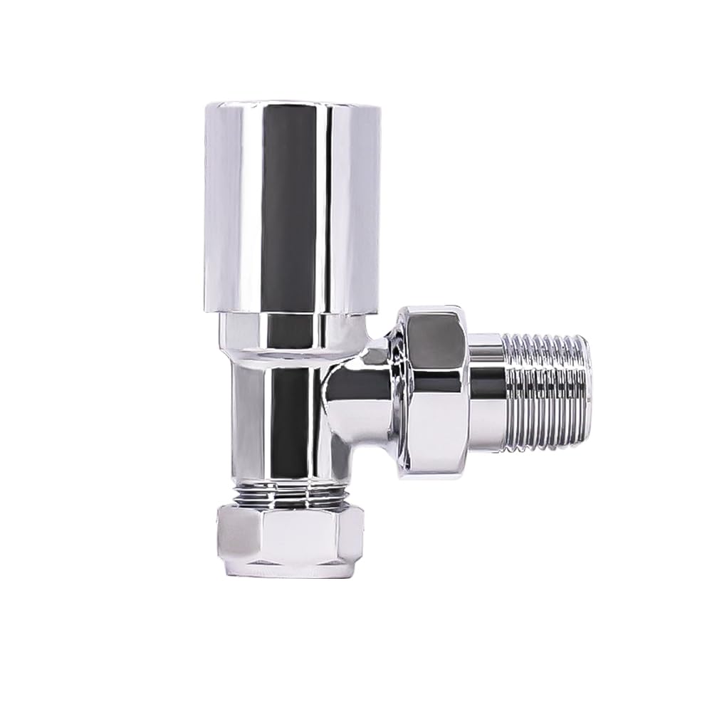 NRG Chrome Manual Angled Round Head Towel Rail Radiator Valve Central Heating Tap