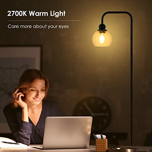 Modern Led Floor Lamp, Industrial Floor Lamps With Hanging Clear Glass Shade, Black Classic Reading Tall Lamp For Office, Standing Lamps For Living Room Study Room Bedroom Farmhouse(Bulb Incl.) #TOP4