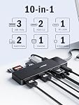 Lemorele USB C Docking Station for Laptop, 10 in 1 Triple Display Monitors Adapter w/4K Dual HDMI, 1080P VGA, 3 USB 3.0/2.0, TF/SD 2.0, 3.5mm Audio, 100W PD, for MacBook, HP, Dell, Lenovo, Surface
