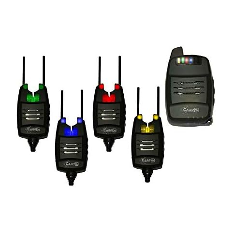 CarpOn® Funk Bissanzeiger Set 4 Angeln Bissalarm+1 Empfänger Anti Diebstahl Funktion 1 Cover
