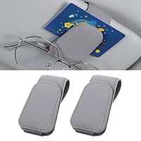 2 Stück Brillenhalter für Auto Sonnenblende, Brillenhalter für Auto, Sonnenbrillenhalter Auto, Magnetische Auto Visier Brillenhalter,Sonnenbrillen Halterung/Ticket-Kartenclip (Hellgrau)