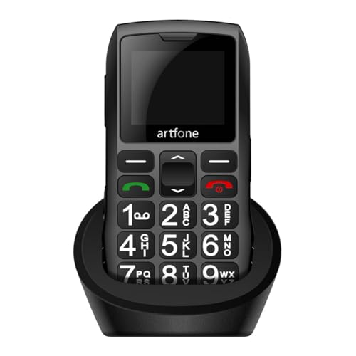 artfone Téléphones cellulaires débloqués 4G Volte Canada – Téléphone mobile pour personnes âgées avec bouton SOS, volume fort, chargement USB-C et station d'accueil, numéros parlants, radio FM, lampe