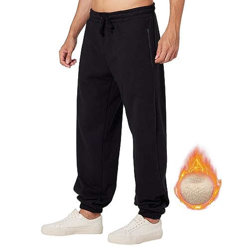 ineepor Pantalon Chandal Hombre Deportivos Hombres Pantalones Forro Polar Baggy Holgados Invierno Termico Fleece Jogger Sweatpants con Bolsillos de Cremallera