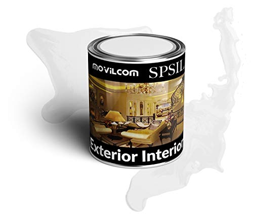 MovilCom® - Bote de pintura alquídica esmalte interior exterior color Blanco satinado, 375ml, mod.8763