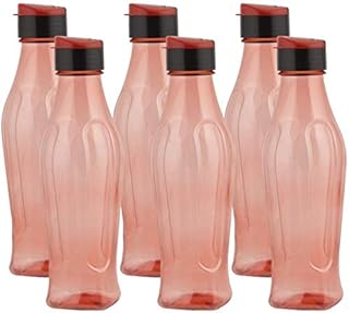 PEARLPET Plastic Zed Water Bottles, 900 Ml, Pack of 6, Red
