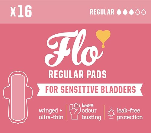Flo - Sensitive Bladder Regular Pads (16 Pack) - Wrapped, Ultra-Thin - Natural, Absorbent & Breathable - Charcoal Core - Made with Organic Bamboo - Incontinence Pads for Women - Vegan & Cruelty Free