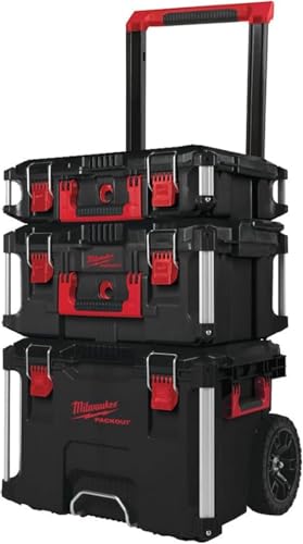 Milwaukee Packout Promo-Set 4932464244 Trolley groß mit Koffer-Set 3 Teilig, Black-red