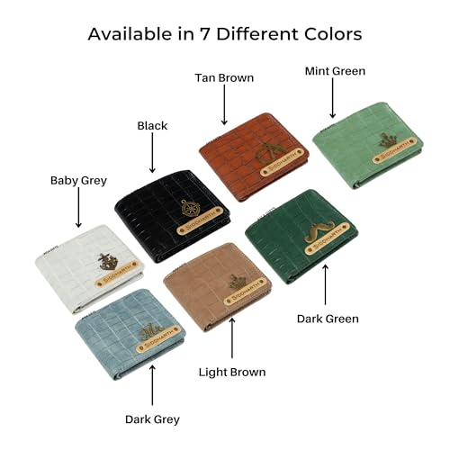 Image of AICA Personalised Name & Charm Leather Mens Wallets (Black) |Purse for Men Wallet | Gift for Man| Customized Wallets for Men |Rakhi Set Raksha bandhan Gift for Brother | Rakhi Gift Hamper for Brother