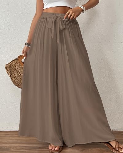 Image of Bsubseach Women Wide Leg Pants Floral Flowy Palazzo Pants