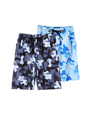 Big Boys Girls Summer Cotton Pajama Shorts Camo Printing Dyeing Sleep Bottoms Teens 8-17Years