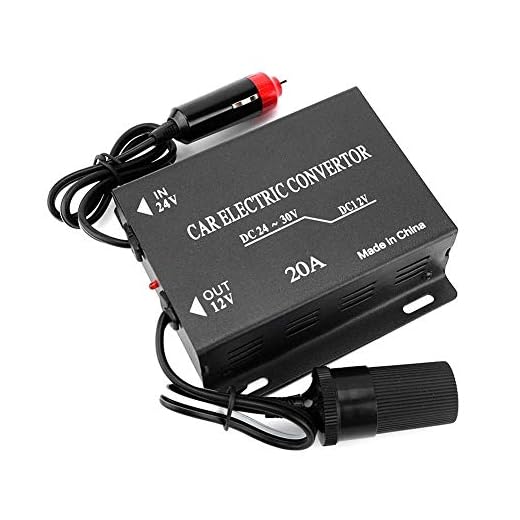 Nikou Abwärtsstromversorgungs Stromrichter 24V Auf 12V, LKW Adapter Spannungswandler 20A Auto Spannungsreduzierer Netzteil Konverter AbwTstransformator 24V Bis 12V Zigarettenanzünder Typ